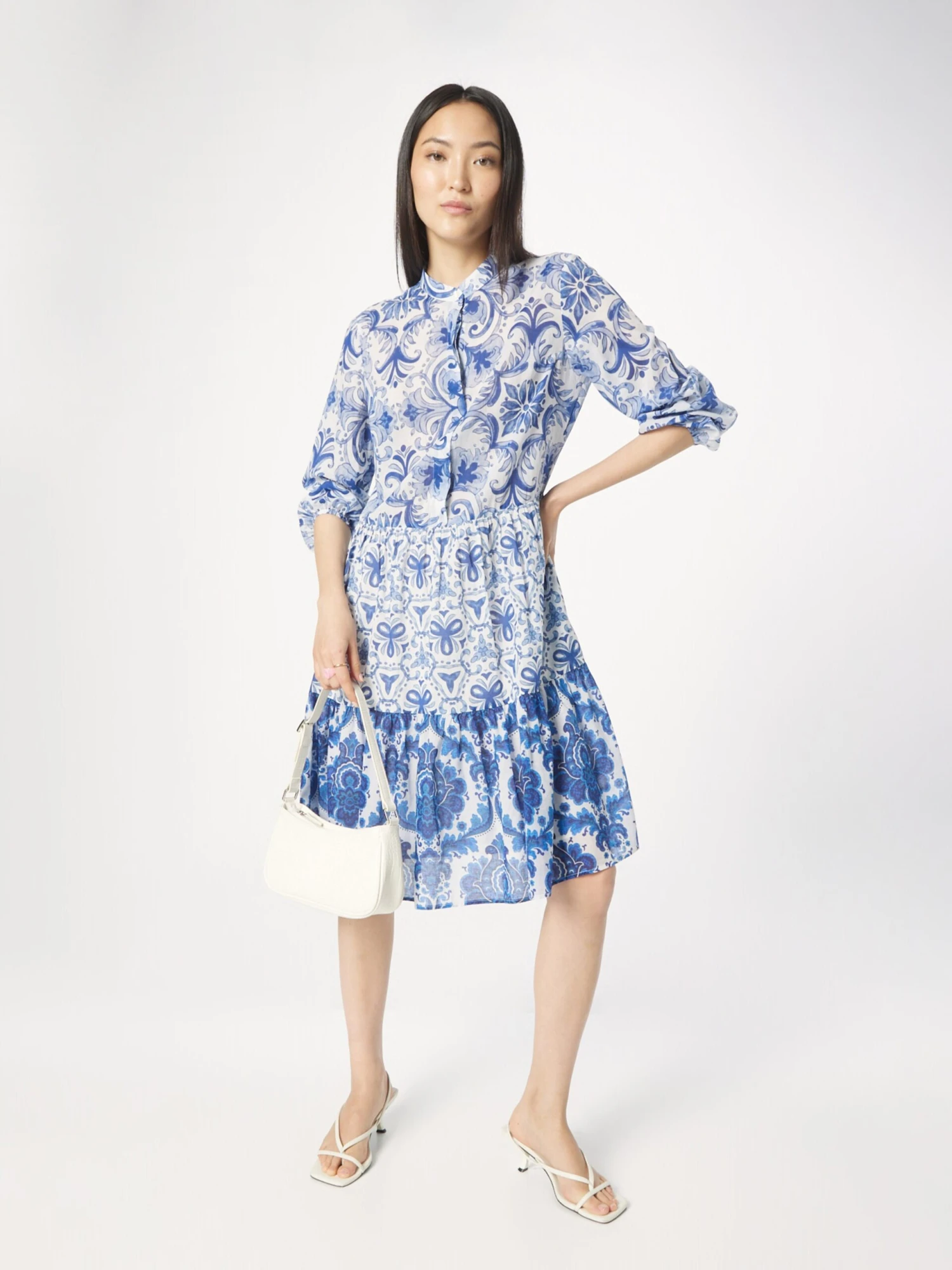 Robes Fluides Robe-chemise Mila Femme Bleu / Bleu Clair 7 Robes Fluides Robe-chemise Mila Femme Bleu / Bleu Clair – Image 5