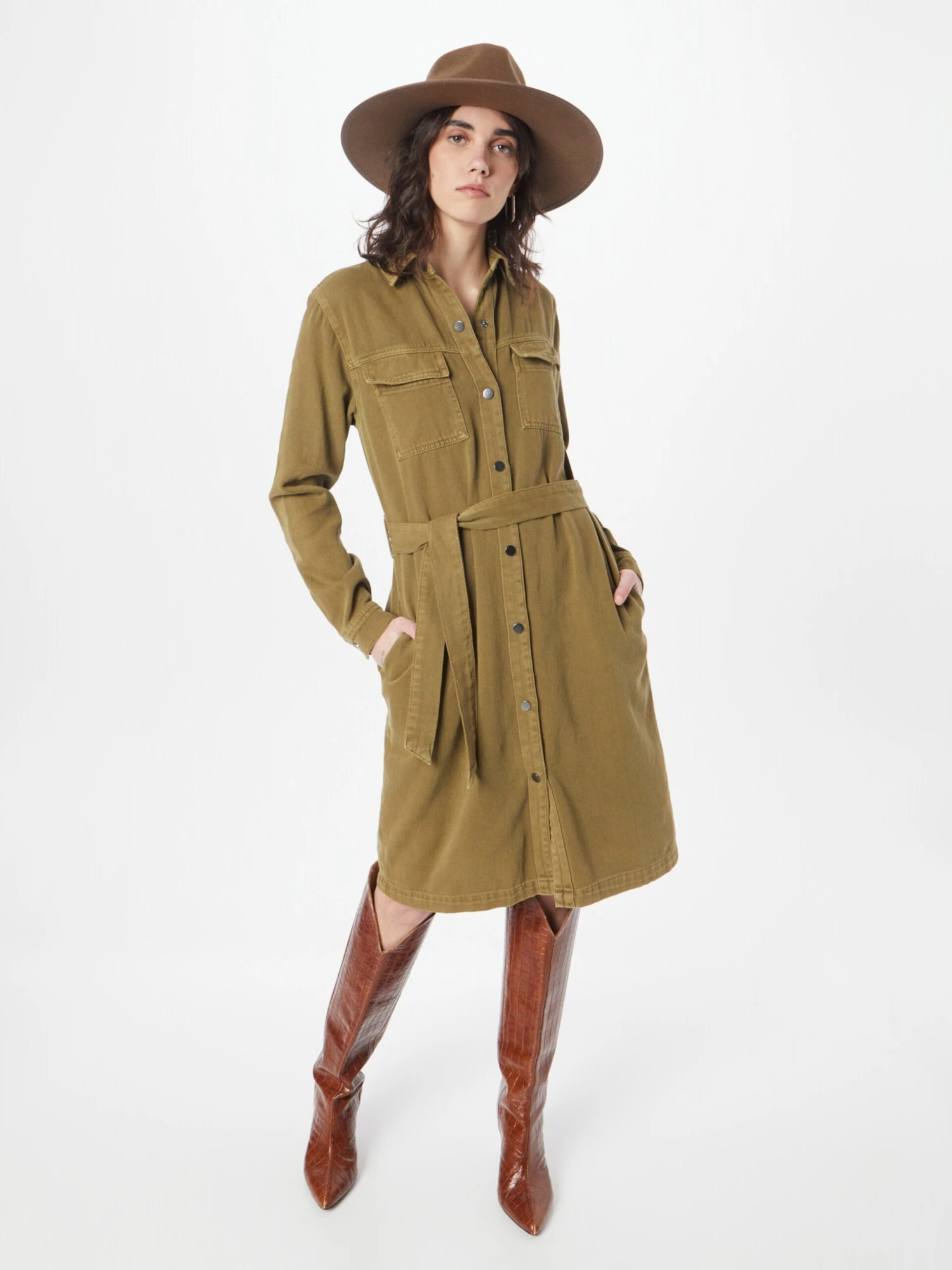 Kaffe Robes Fluides Robe-chemise Elektra Femme Olive 7 Kaffe Robes Fluides Robe-chemise Elektra Femme Olive – Image 5