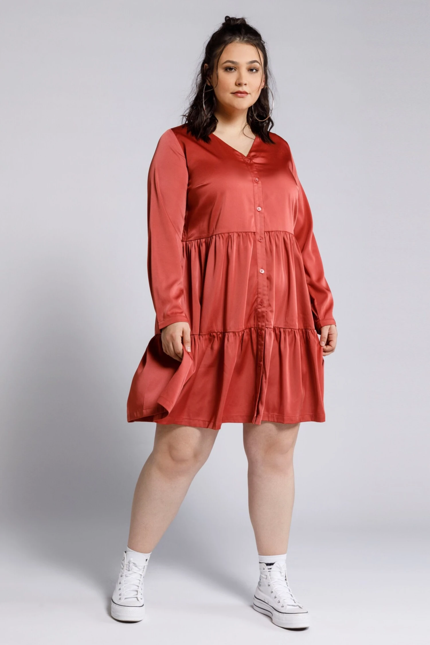 Robes Fluides Robe-chemise Femme Rouge Rouille 4 Robes Fluides Robe-chemise Femme Rouge Rouille – Image 2