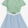 United Colors Of Benetton Robes Robe Enfants Bleu Clair / Vert Clair -Joli Mode Soldes Magasin 1ce6b9018ee2affc61a0202b388bd7a9