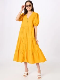 Minimum Robes Fluides Robe-chemise MIAMEA Femme Safran -Joli Mode Soldes Magasin 1d49eecc3952e3a29445b796b38067a3