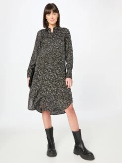 Kaffe Robes Fluides Robe-chemise Lenoma Femme Noir -Joli Mode Soldes Magasin 23d3ca1066d7e41459820c86500628de