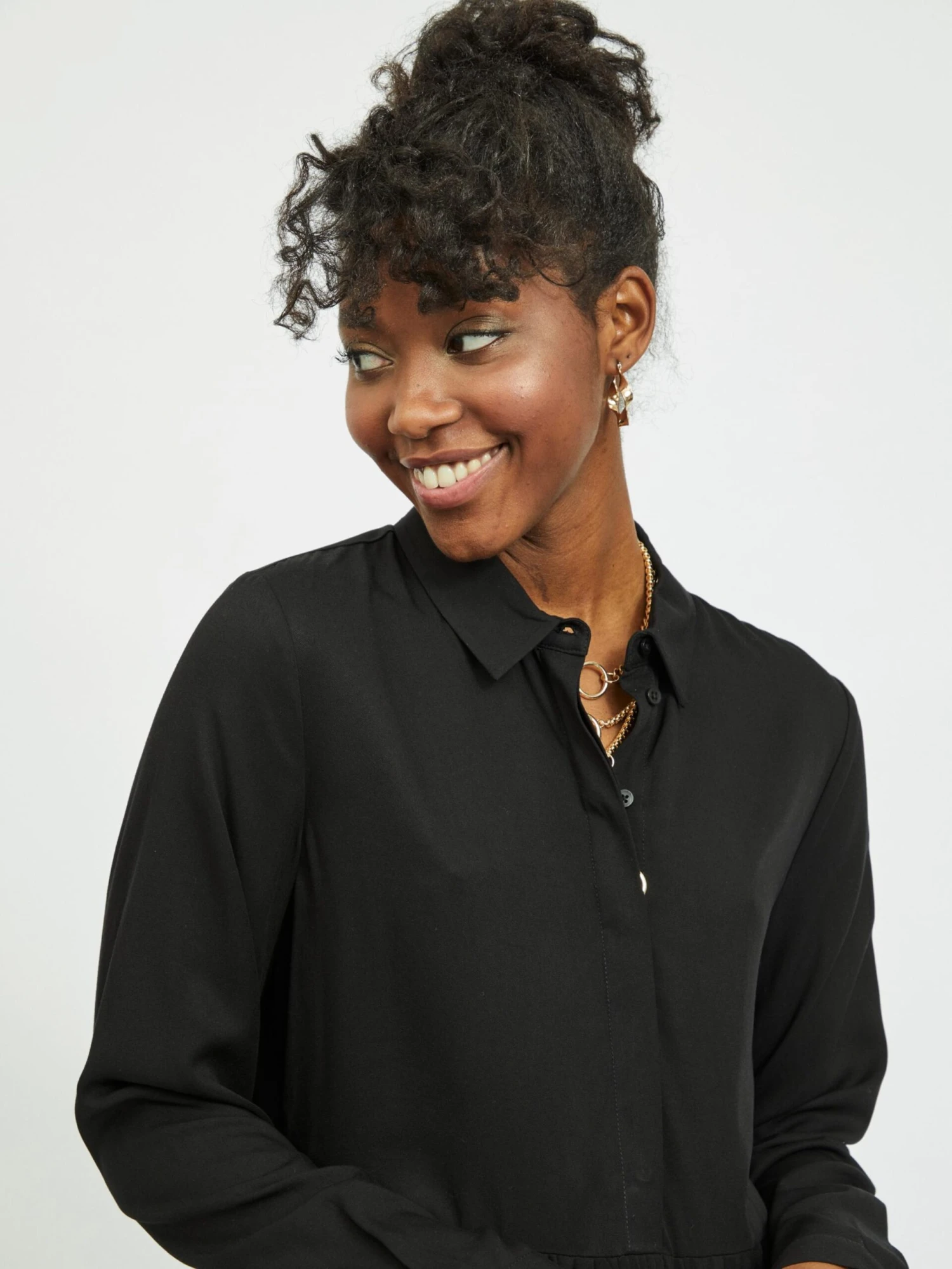 Vila Robes Fluides Robe-chemise Morose Femme Noir 9 Vila Robes Fluides Robe-chemise Morose Femme Noir – Image 7