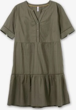 Sheego Robes Fluides Robe-chemise Femme Kaki