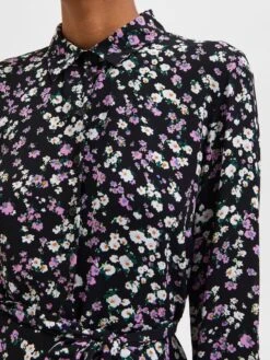 Selected Femme Robes Fluides Robe-chemise Fiola Femme Noir -Joli Mode Soldes Magasin 436220acd568fcfd46e30f63cc106ae0