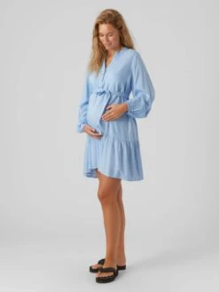 Mamalicious Robes Fluides Robe-chemise MERCY LIA Femme Bleu Clair -Joli Mode Soldes Magasin 4c4ae220d6af7bece051e32503d5265d