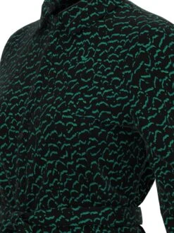 ICHI Robes Fluides Robe-chemise VERA Femme Vert Foncé -Joli Mode Soldes Magasin 523430f8327672d54b73dae2945400e3