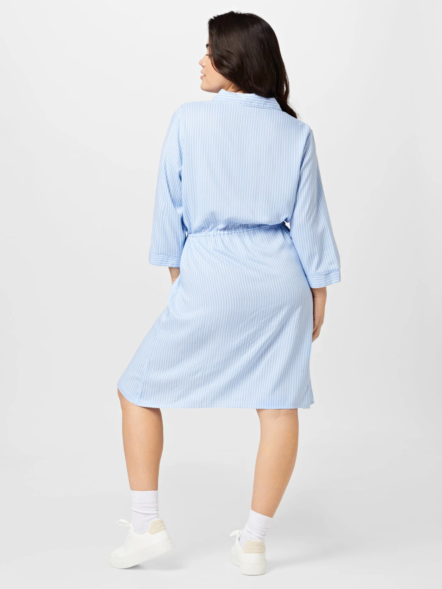 ONLY CARMAKOMA Robes Fluides Robe-chemise Tamari Femme Bleu 5 ONLY CARMAKOMA Robes Fluides Robe-chemise Tamari Femme Bleu – Image 3