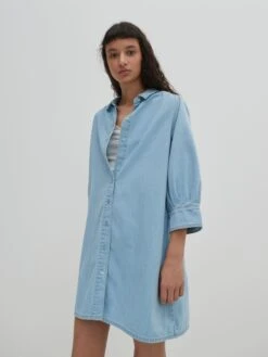 EDITED Robes Fluides Robe-chemise Siena Femme Bleu -Joli Mode Soldes Magasin 55b17938eed83ae235d7790125d09367