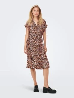 ONLY Robes Fluides Robe-chemise Femme Orange / Noir -Joli Mode Soldes Magasin 5655e8ac6d6a876ec21fe95313ed9694