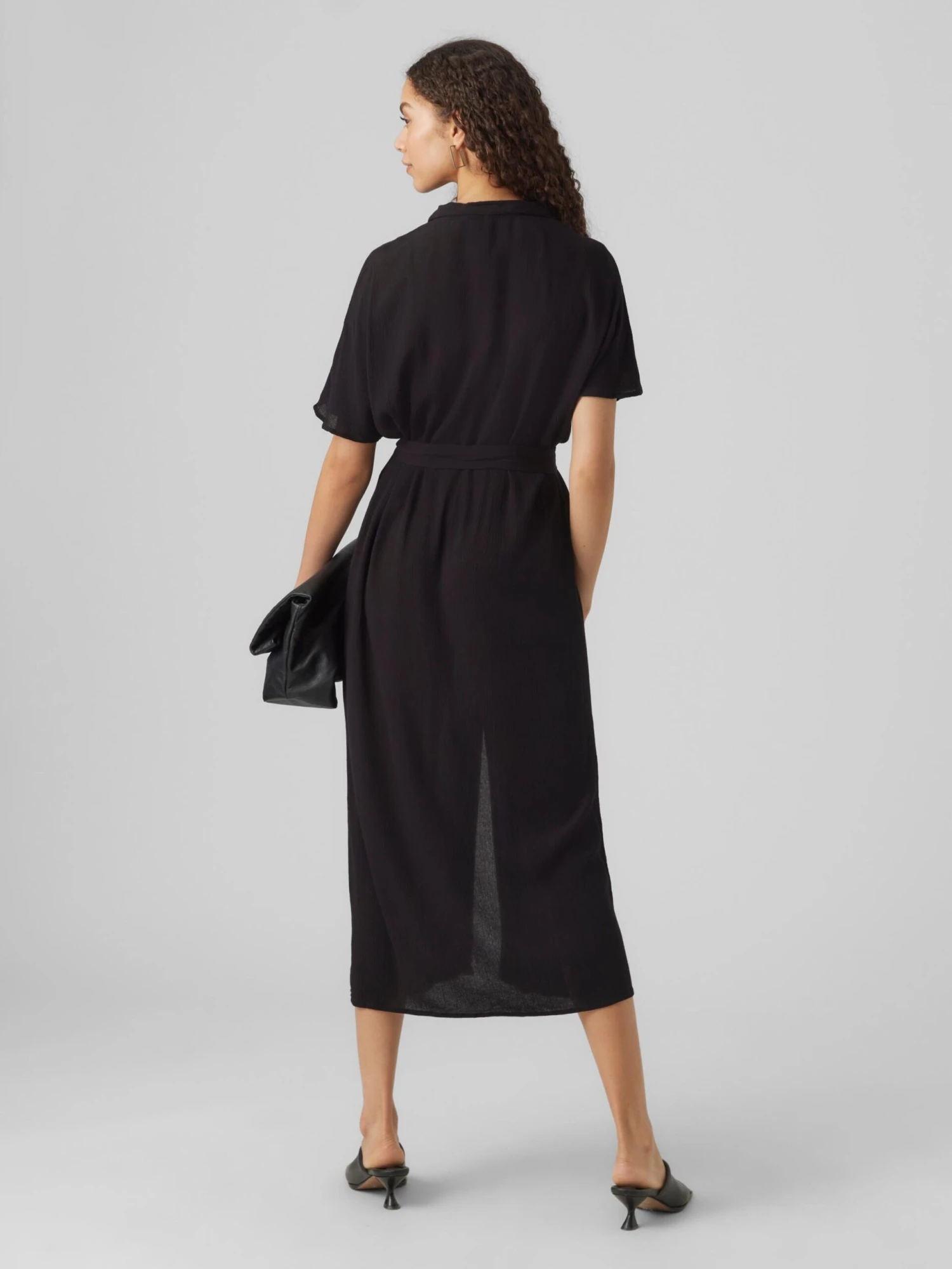 Vero Moda Tall Robes Fluides Robe-chemise Menny Femme Noir 6 Vero Moda Tall Robes Fluides Robe-chemise Menny Femme Noir – Image 4