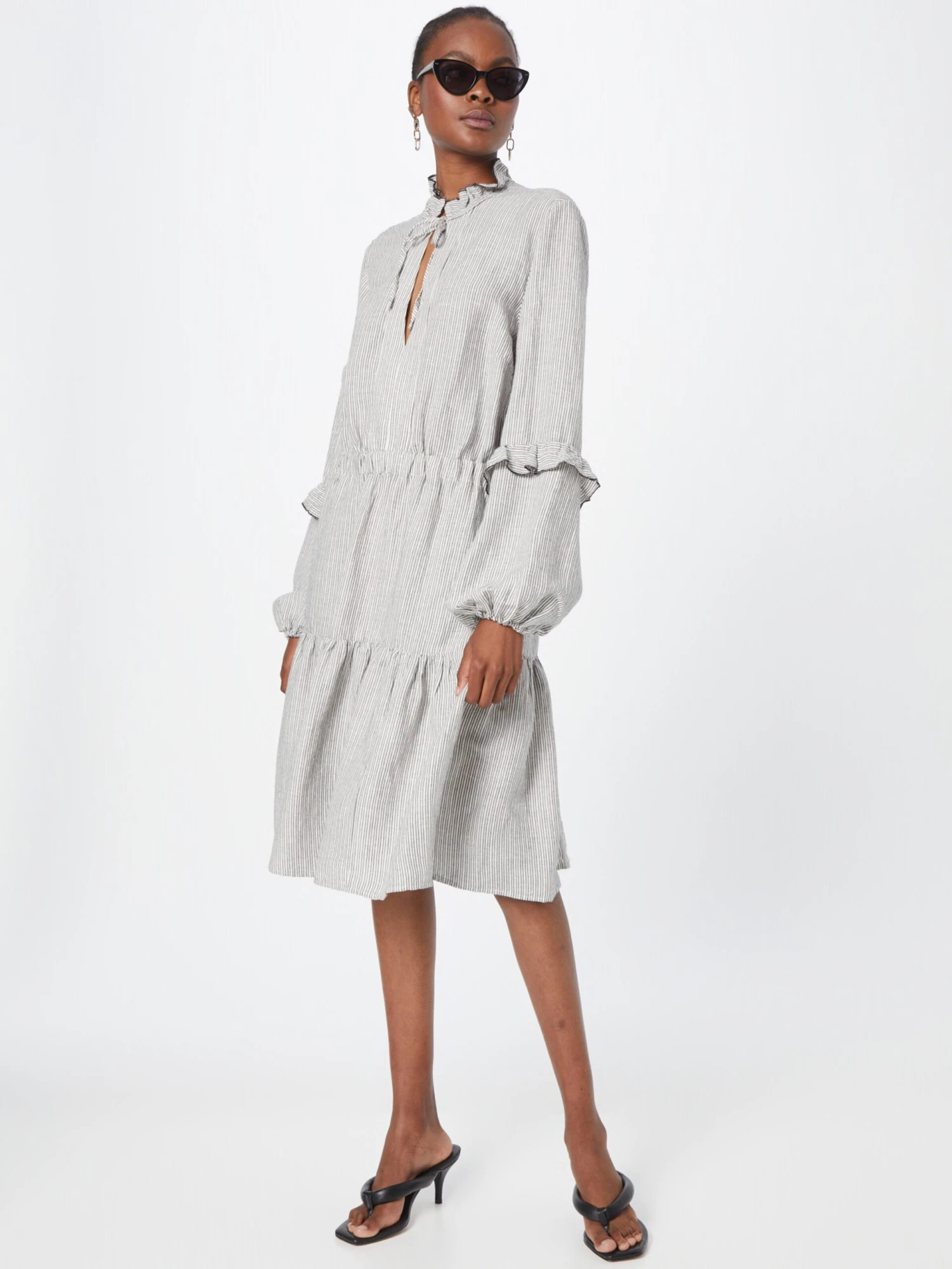 IVY OAK Robes Fluides Robe-chemise DIORA Femme Anthracite / Gris Chiné 7 IVY OAK Robes Fluides Robe-chemise DIORA Femme Anthracite / Gris Chiné – Image 5