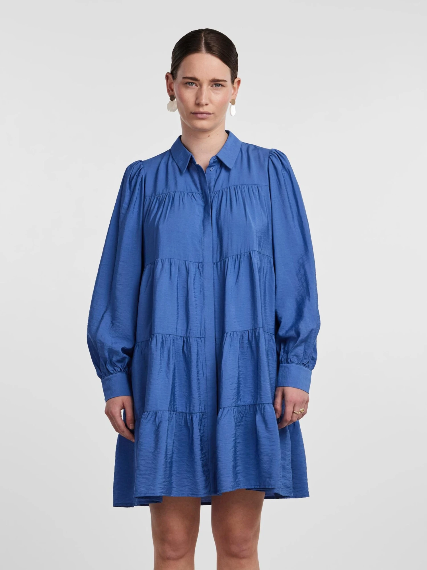 Y.A.S Robes Fluides Robe-chemise PALA Femme Bleu 4 Y.A.S Robes Fluides Robe-chemise PALA Femme Bleu – Image 2