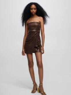 PULL & BEAR Robes De Soirée Robe De Soirée Femme Marron -Joli Mode Soldes Magasin 6f5ce33ee7c2b13beb0175234fa5c169