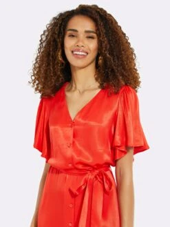 Threadbare Robes Fluides Robe-chemise Salad Femme Rouge Orangé -Joli Mode Soldes Magasin 7a68913d6b3913ebdfc18ebc04cbff8f