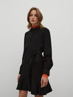 EDITED Robes Fluides Robe-chemise Hanka Femme Noir -Joli Mode Soldes Magasin 825f5df7059e96d8ebf19a3b4d989dbd