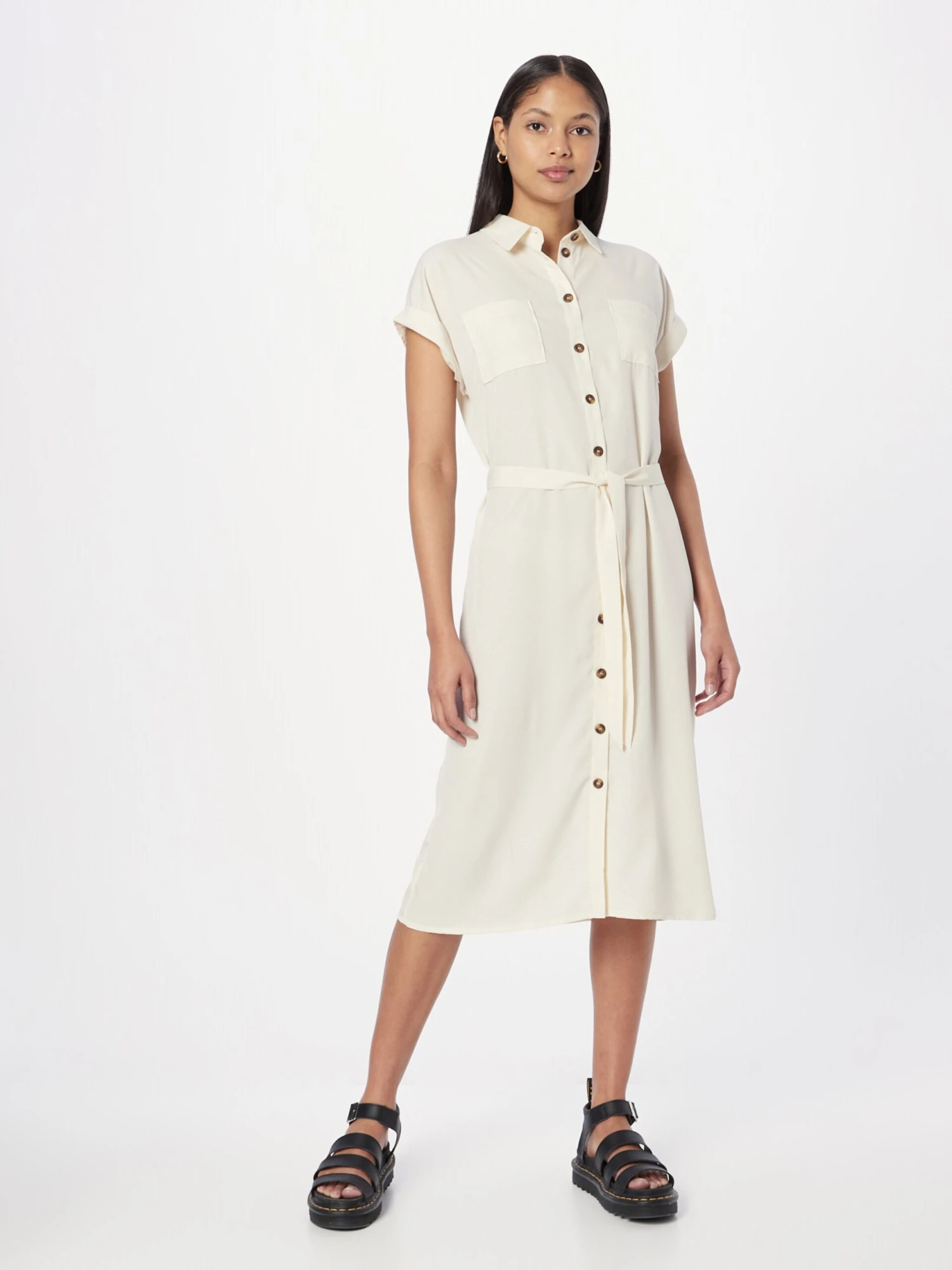 ONLY Robes Fluides Robe-chemise HANNOVER Femme Beige 5 ONLY Robes Fluides Robe-chemise HANNOVER Femme Beige – Image 3