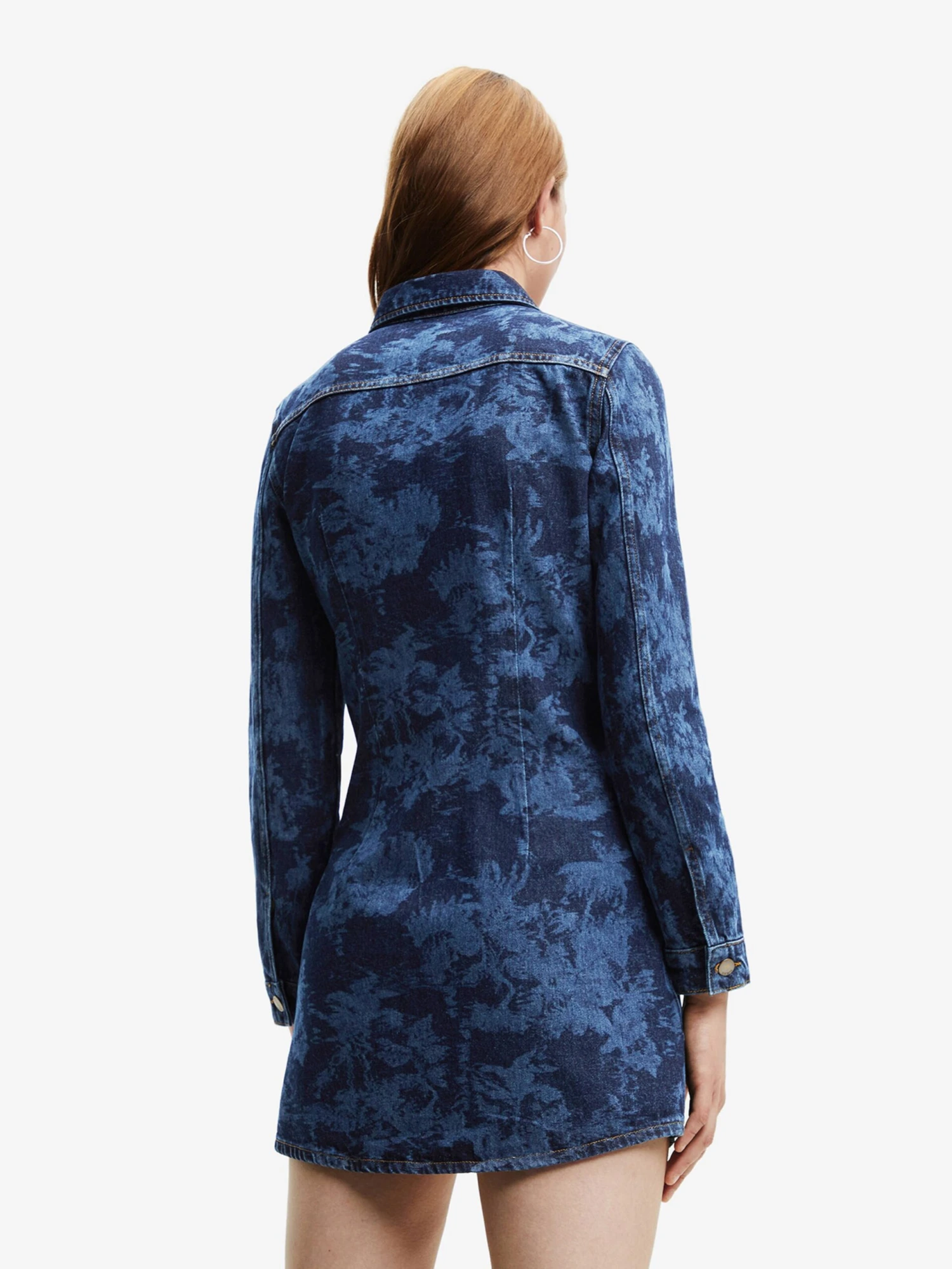 Desigual Robes Fluides Robe-chemise Tina Femme Bleu / Bleu Marine 5 Desigual Robes Fluides Robe-chemise Tina Femme Bleu / Bleu Marine – Image 3