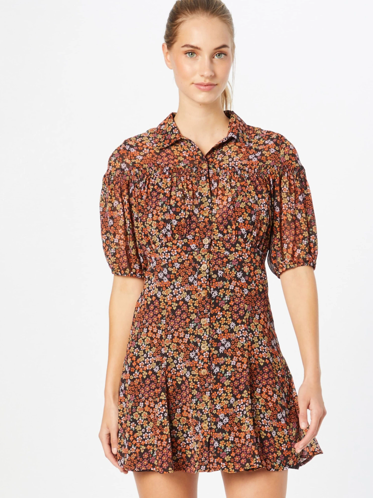 FREE PEOPLE Robes Fluides Robe-chemise BONNIE Femme Orange 5 FREE PEOPLE Robes Fluides Robe-chemise BONNIE Femme Orange – Image 3