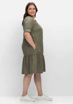 Sheego Robes Fluides Robe-chemise Femme Kaki -Joli Mode Soldes Magasin 8c0b22f184da56d78907ee413d93a62d