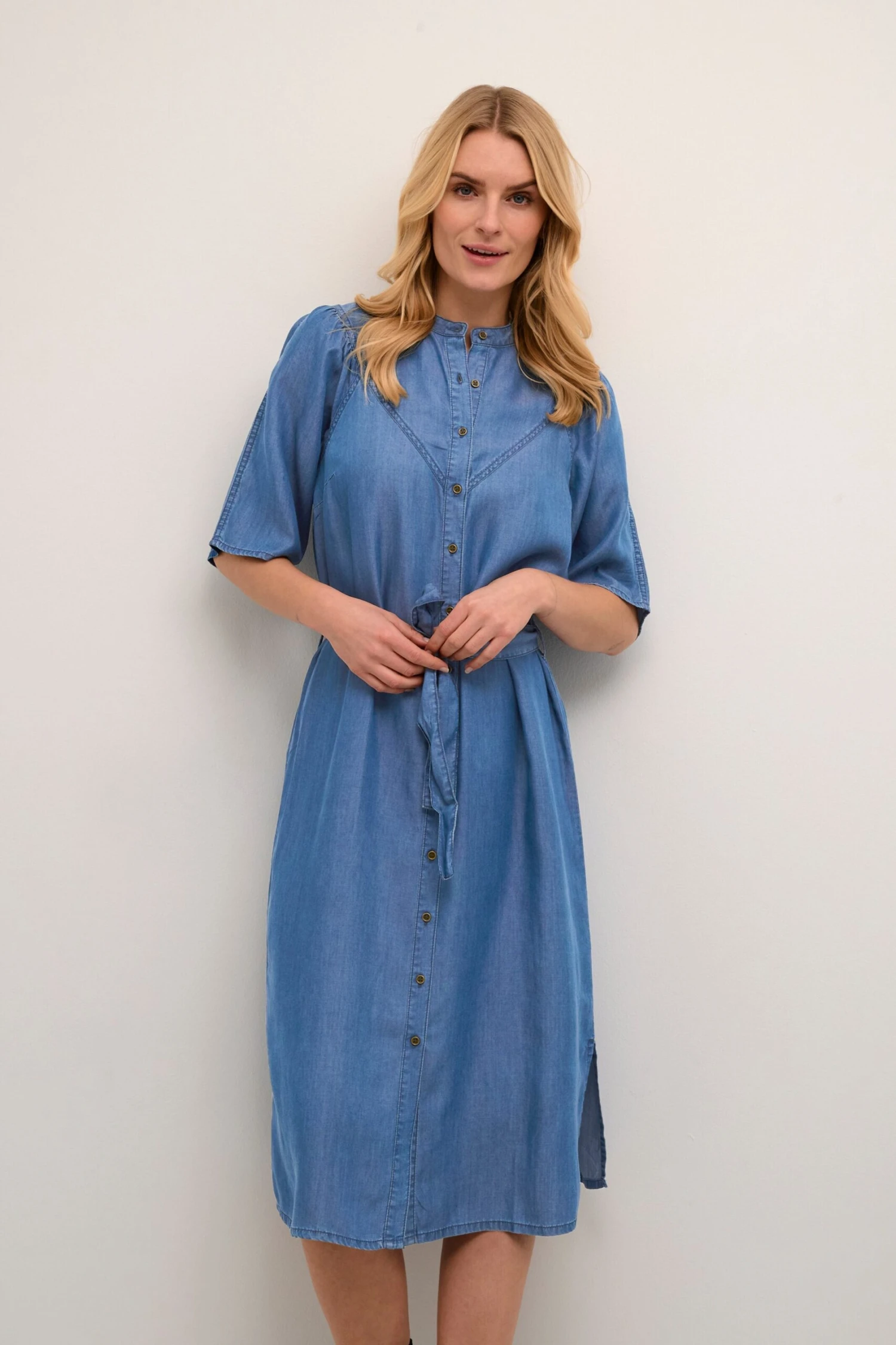 Kaffe Robes Fluides Robe-chemise Cally Femme Bleu 4 Kaffe Robes Fluides Robe-chemise Cally Femme Bleu – Image 2