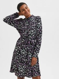 Selected Femme Robes Fluides Robe-chemise Fiola Femme Noir -Joli Mode Soldes Magasin 96c5f886bbc274fd7179b3eb808d2988