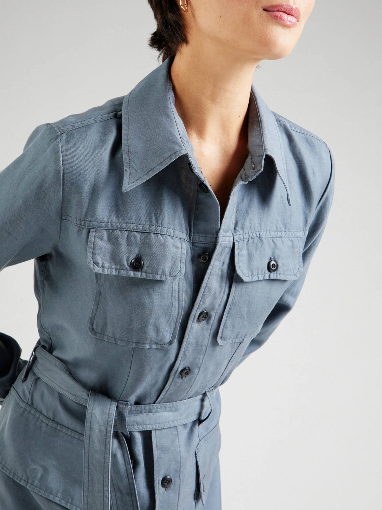 G-Star Raw Robes Fluides Robe-chemise Military Femme Bleu 4 G-Star Raw Robes Fluides Robe-chemise Military Femme Bleu – Image 2