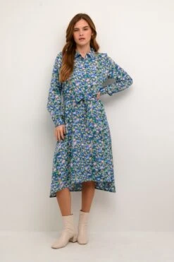 Kaffe Robes Fluides Robe-chemise Maria Femme Bleu -Joli Mode Soldes Magasin a275e6d2e418f74c047872bd4c32e9b9