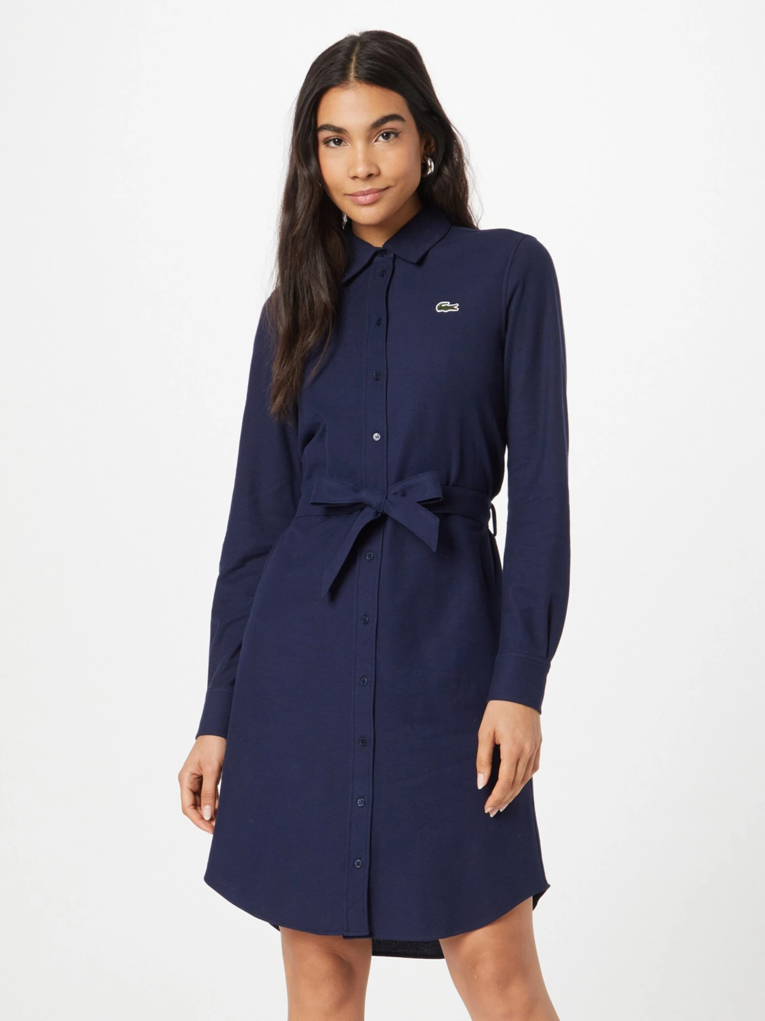 Lacoste Robes Fluides Robe-chemise Femme Bleu Foncé 5 Lacoste Robes Fluides Robe-chemise Femme Bleu Foncé – Image 3