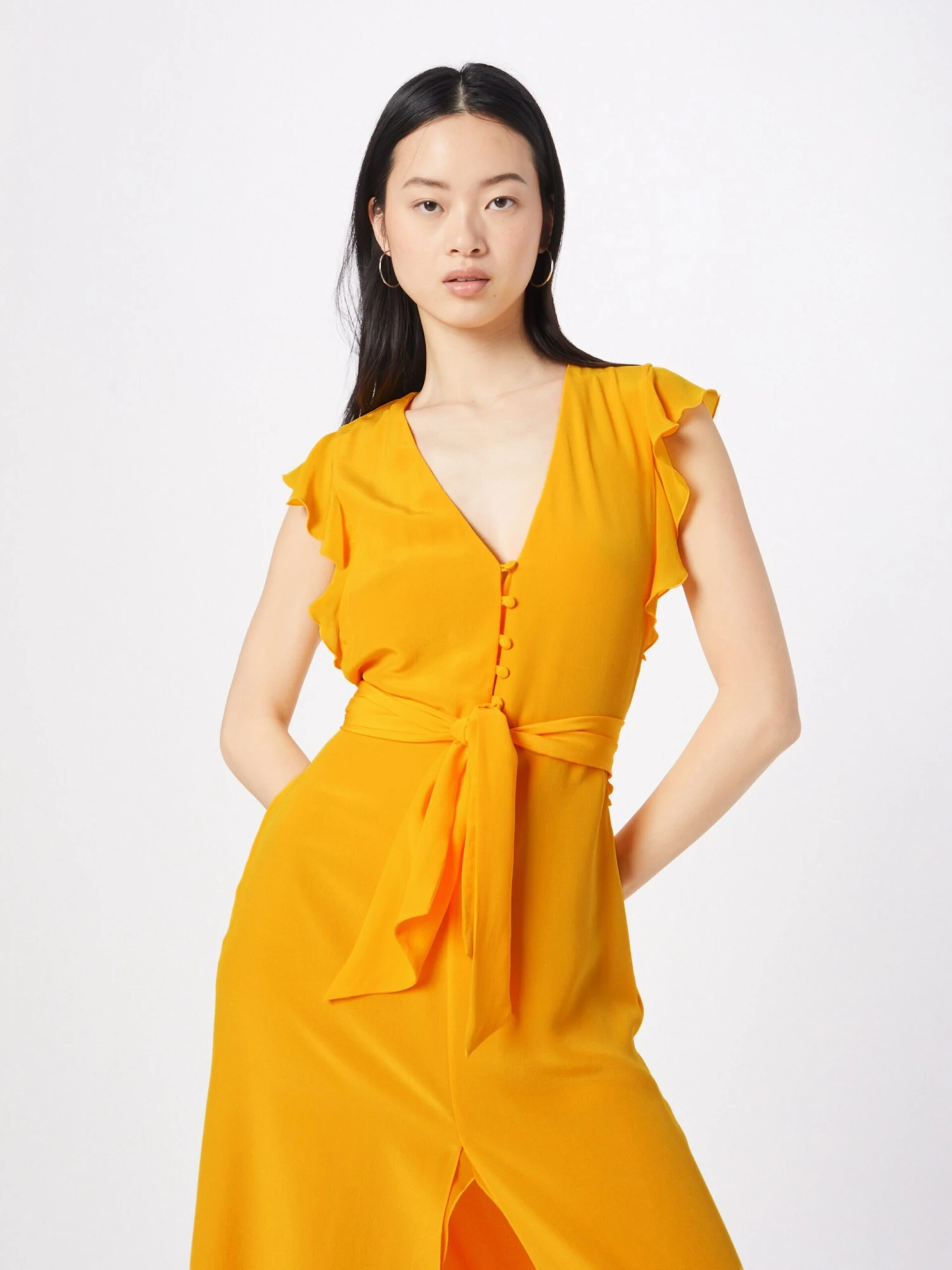 Patrizia Pepe Robes Fluides Robe-chemise Femme Orange 4 Patrizia Pepe Robes Fluides Robe-chemise Femme Orange – Image 2