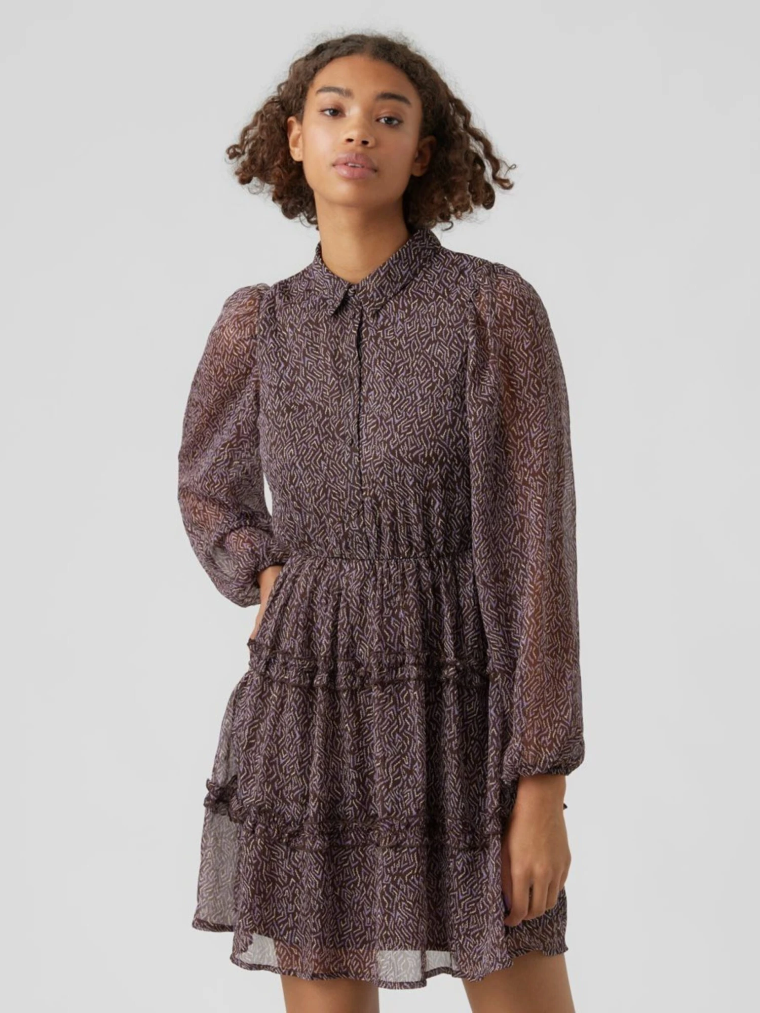 Vero Moda Robes Fluides Robe-chemise Femme Marron 4 Vero Moda Robes Fluides Robe-chemise Femme Marron – Image 2