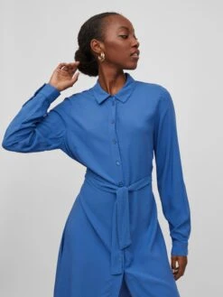 Vila Robes Fluides Robe-chemise Paya Femme Bleu -Joli Mode Soldes Magasin b19f4632ef35a02a0d4ec895858b6a2f