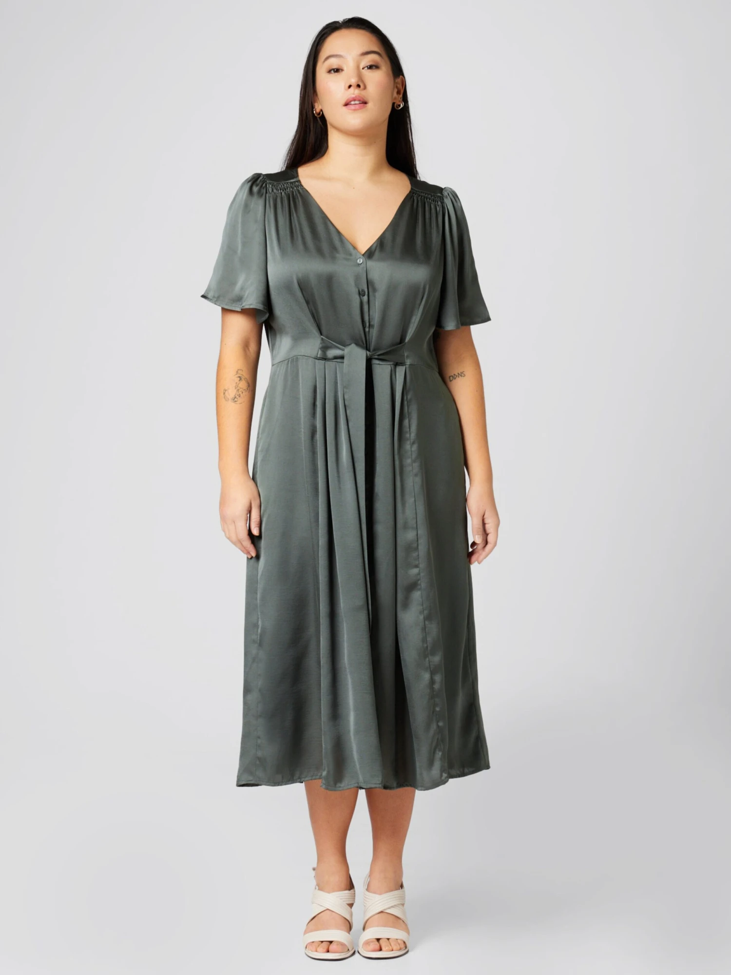 Robes Fluides Robe-chemise Rika Femme Sapin 5 Robes Fluides Robe-chemise Rika Femme Sapin – Image 3