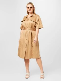 Robes Fluides Robe-chemise Femme Camel -Joli Mode Soldes Magasin c09f77732bf8f6acbbb4fccdf6a9374c