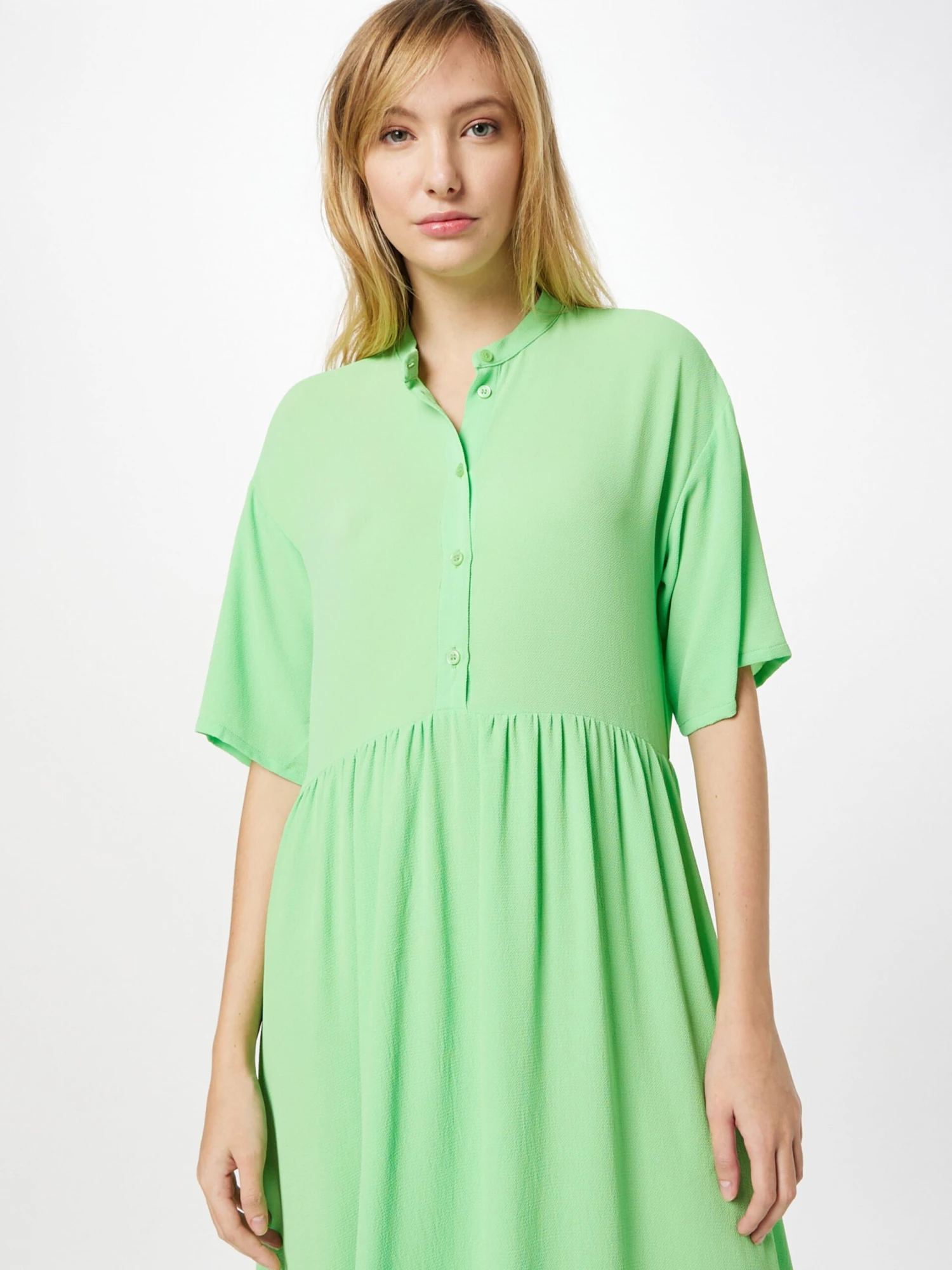 Monki Robes Fluides Robe-chemise Femme Vert Clair 4 Monki Robes Fluides Robe-chemise Femme Vert Clair – Image 2