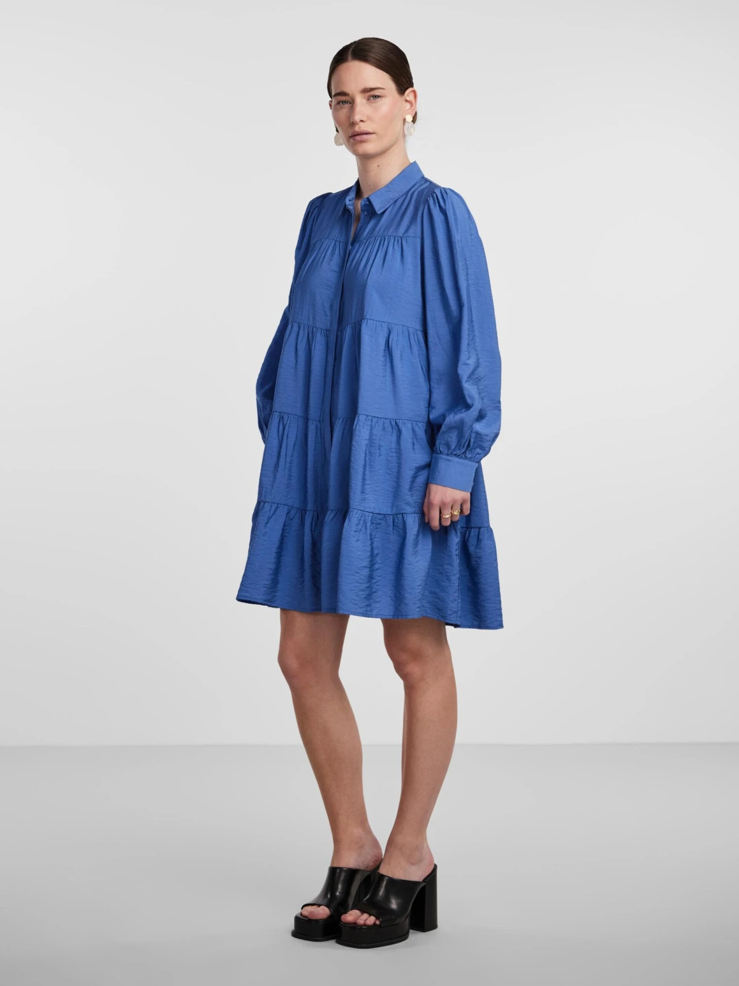 Y.A.S Robes Fluides Robe-chemise PALA Femme Bleu 5 Y.A.S Robes Fluides Robe-chemise PALA Femme Bleu – Image 3