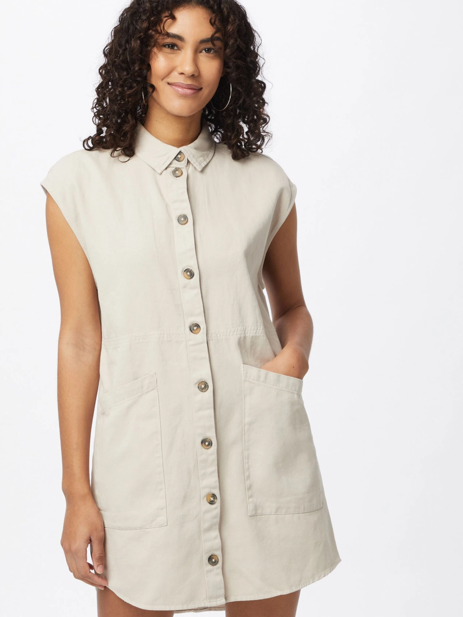 Noisy May Robes Fluides Robe-chemise Alma Femme Mastic 4 Noisy May Robes Fluides Robe-chemise Alma Femme Mastic – Image 2