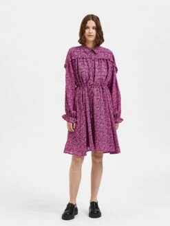 Selected Femme Robes Fluides Robe-chemise Quira Femme Rose -Joli Mode Soldes Magasin dd988e5feb231f778937fc966eab3d83