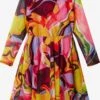 Desigual Robes Robe Aguayo Enfants Fuchsia -Joli Mode Soldes Magasin e4cc7900efda12d21521ce278f891376
