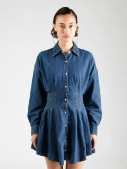 Hugo Robes Fluides Robe-chemise Kisitra Femme Bleu -Joli Mode Soldes Magasin e61811fb8dbc1e17ecfe2005d18393bc