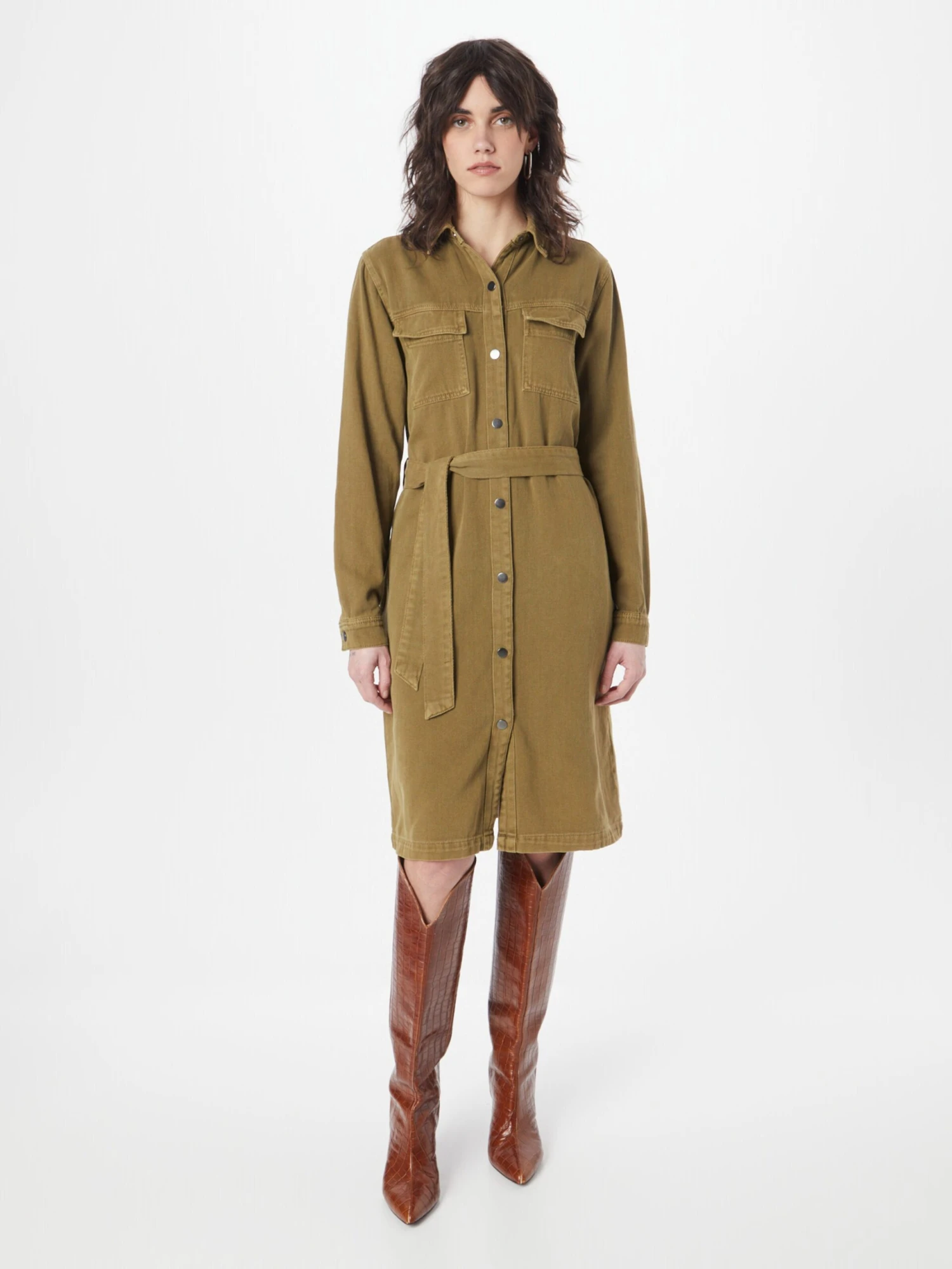 Kaffe Robes Fluides Robe-chemise Elektra Femme Olive 5 Kaffe Robes Fluides Robe-chemise Elektra Femme Olive – Image 3