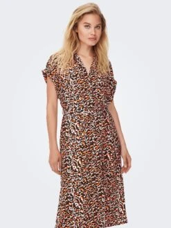 ONLY Robes Fluides Robe-chemise Femme Orange / Noir -Joli Mode Soldes Magasin f0a6681ce43cedaaadc8ab0b4c6fa716