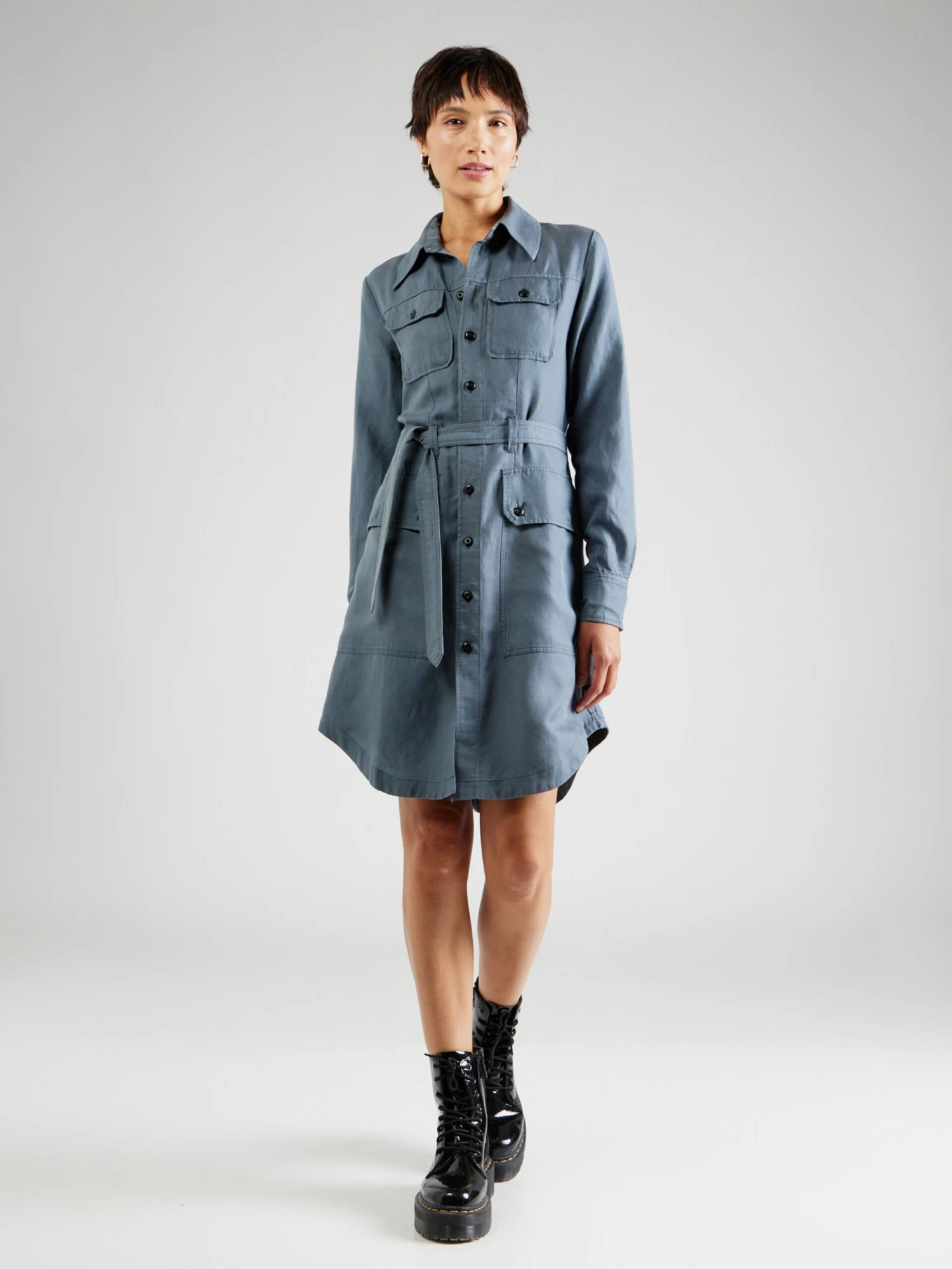 G-Star Raw Robes Fluides Robe-chemise Military Femme Bleu 5 G-Star Raw Robes Fluides Robe-chemise Military Femme Bleu – Image 3